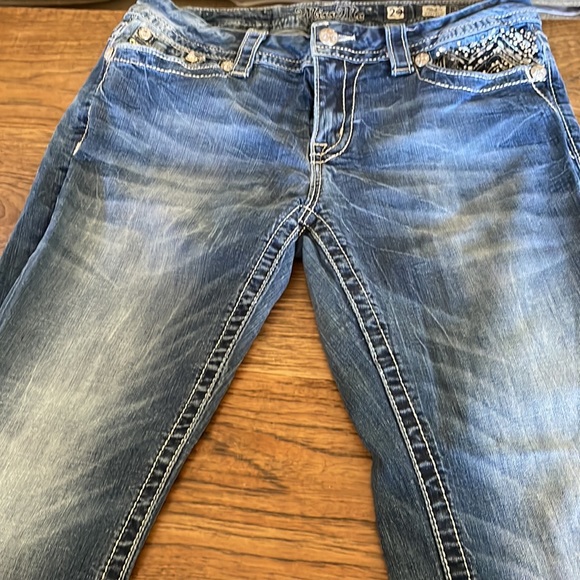 Miss Me Blue Boot Cut Jeans with White Accents - Picture 8 of 8